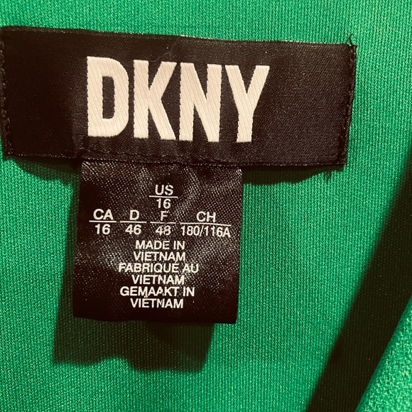 DKNY Puff-Sleeve V Neck Sheath Dress Vibrant Kelly Green Women's Size 16 - Picture 4 of 10
